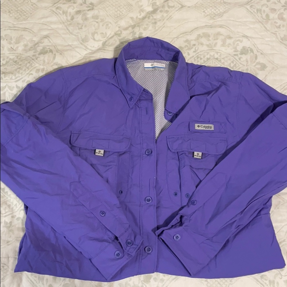 Women’s Purple Columbia PFG L/S Shirt - Small